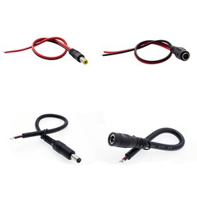 Power Cord - Custom 12V DC CCTV Jack - 5.5/5.1x2.1/2.5mm Injector Pigtail OEM Pen End CCTV
