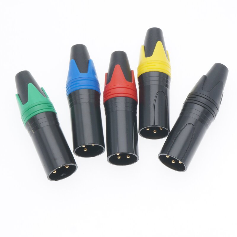 Audio Connector - Gold Plated 3-Pin XLR Male - 10A Rated Current - 3 Core Microphone Audio Jack