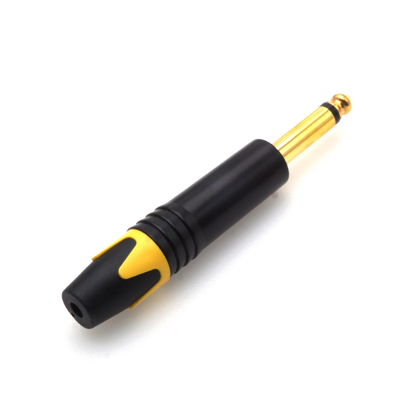 Audio Connector - Gold-Plated 1/4 Inch 6.35mm TRS Stereo - ABS Housing Copper Contacts - Black Golden