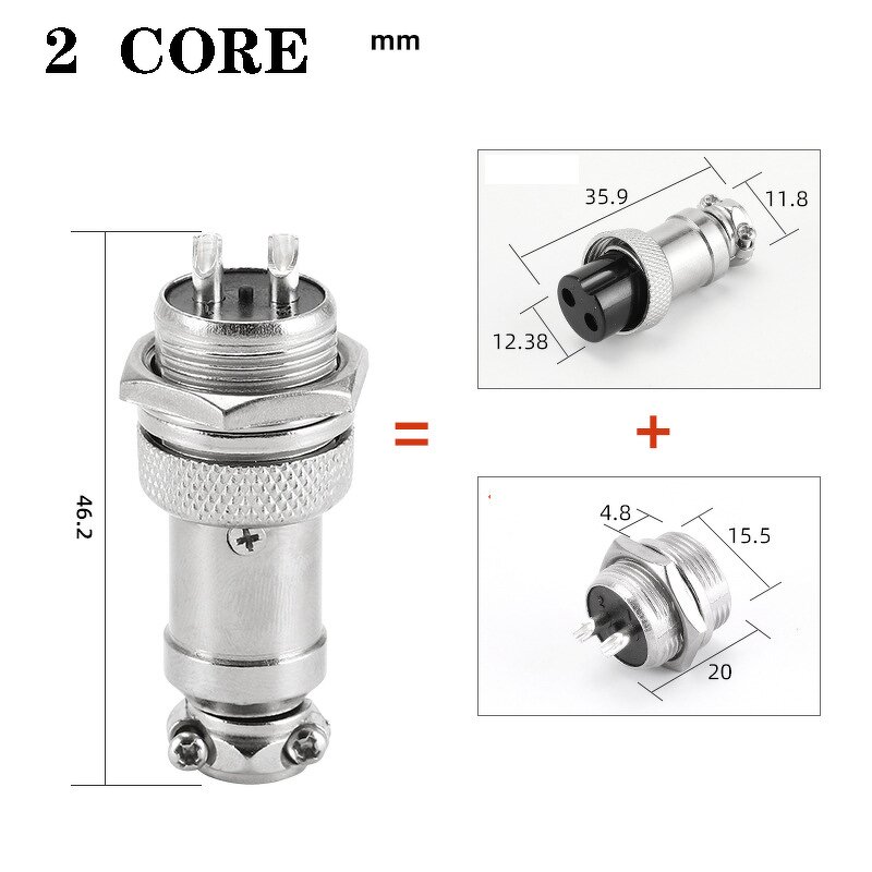 Aviation Connector - GX12 MCX Lockable - Circular Flange Panel Mount 2-10 Core - Microwave 3/16/20/30 Core