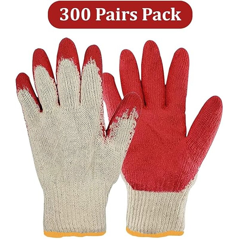 Work Gloves Manufacturer - 10 Gauge Red Rubber Wrinkles Flat Hanging Latex Soft for Handling Site