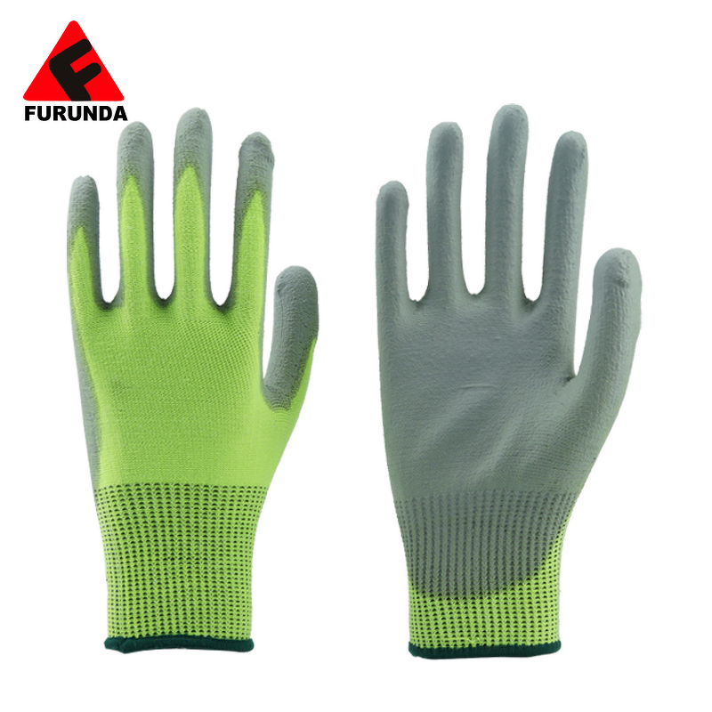 Cut Resistance Gloves Manufacturer - 13 Gauge HPPE Knitted Level 3/5 PU Palm Coated Anti-Slip Elastic Cuff