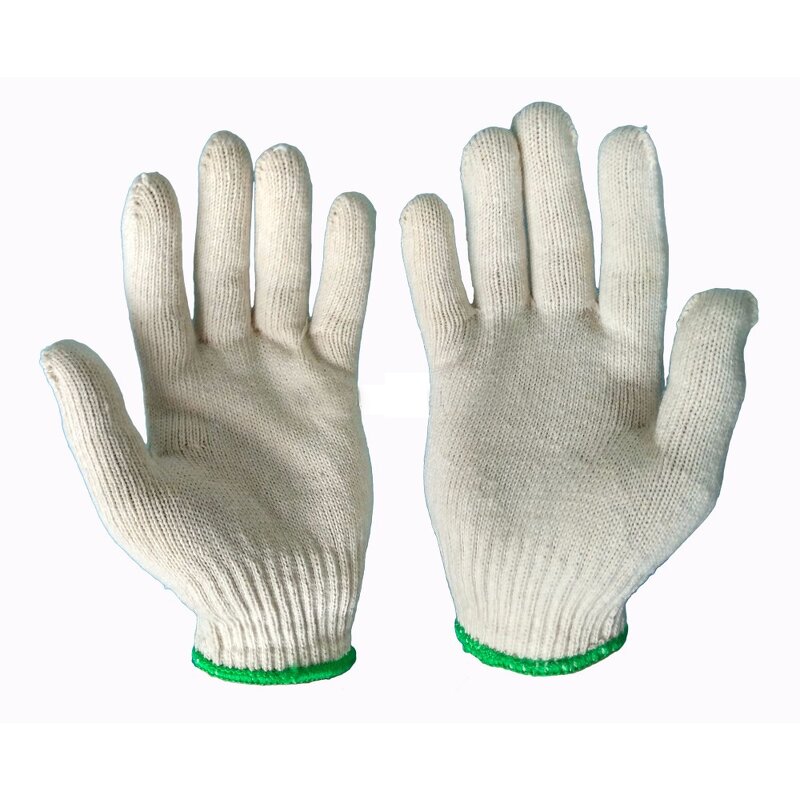 Work Gloves Manufacturer - Factory Price Cotton 7/10 Gauge Elastic Knitted Cuff 24CM Bulk 70% Cotton Blend for General