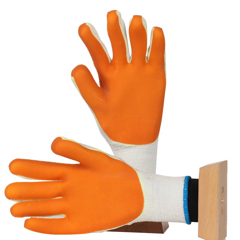 Work Gloves Manufacturer - Rubber Coated Elastic Knitted Cuff Palm Coated Polycotton Slip Resistant for Unloading