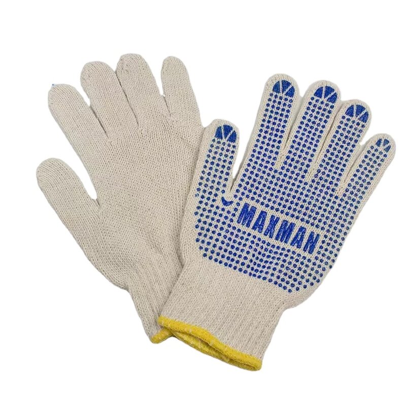 Work Gloves Manufacturer - PVC Dotted 7/10 Gauge Cotton Blend Elastic Cuff Anti-Slip Grip Moisture-Wicking