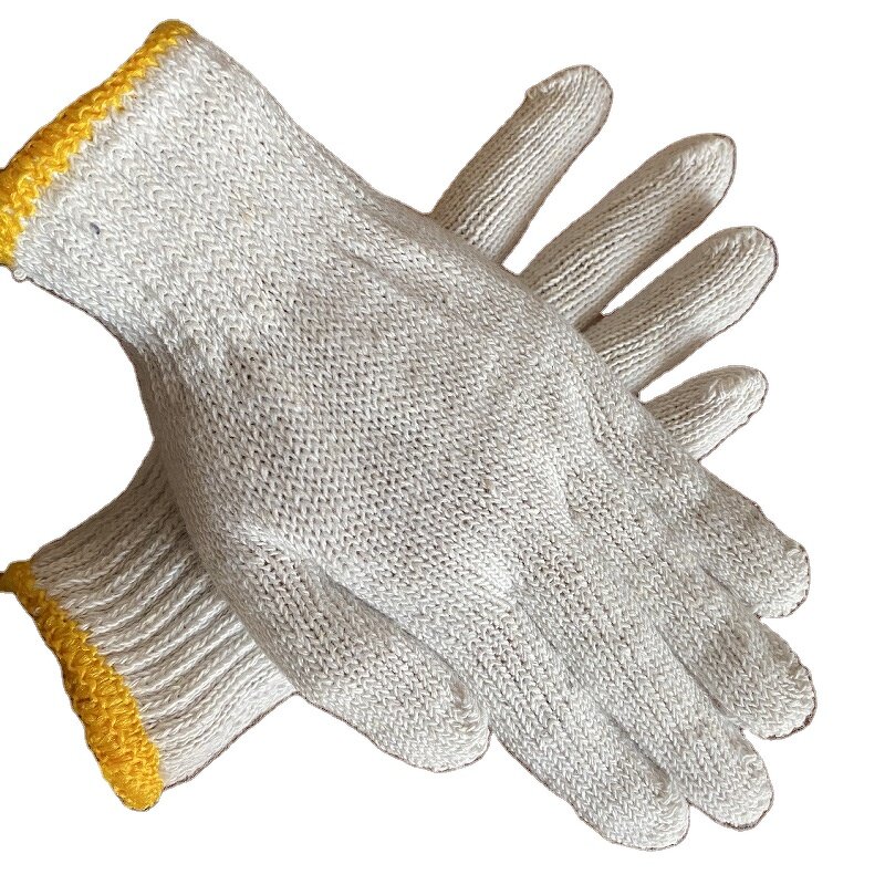 Work Gloves Manufacturer - Factory Price Cotton 7/10 Gauge Elastic Knitted Cuff 24CM Bulk 70% Cotton Blend for General