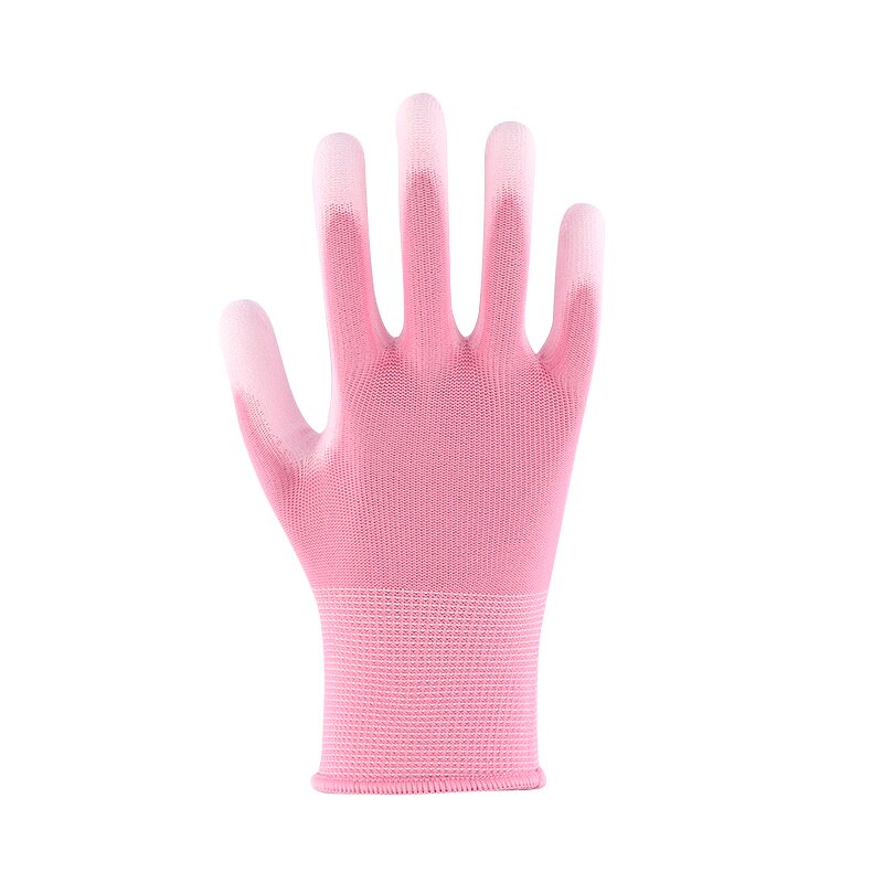 Work Gloves Manufacturer - 13 Gauge Pink PU Palm Coated EN388 Certified with Enhanced Grip