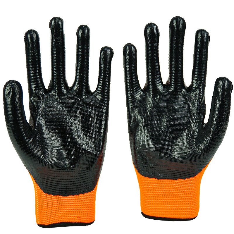 Work Gloves Manufacturer - FURUNDA FFRDN1024 Nitrile Coated U3 Polyester Oil/Acid/Alkali Resistant 13 Gauge