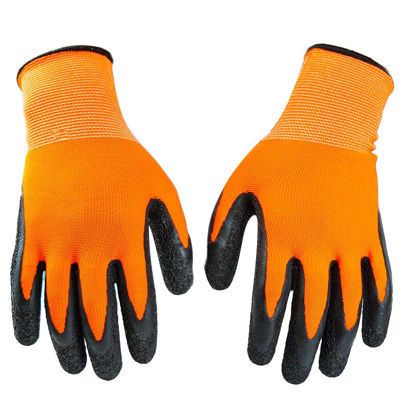 Work Gloves Manufacturer - Latex Coating Anti-slip Industrial 13G Polyester Shell Wrinkle Coated for Men