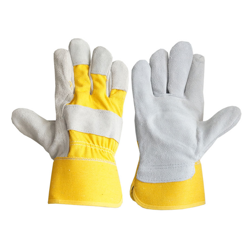 Work Gloves Manufacturer - 10.5 Inches Cow Split Leather Full Palm Safety Cuff Half Lining Breathable for Heavy-Duty