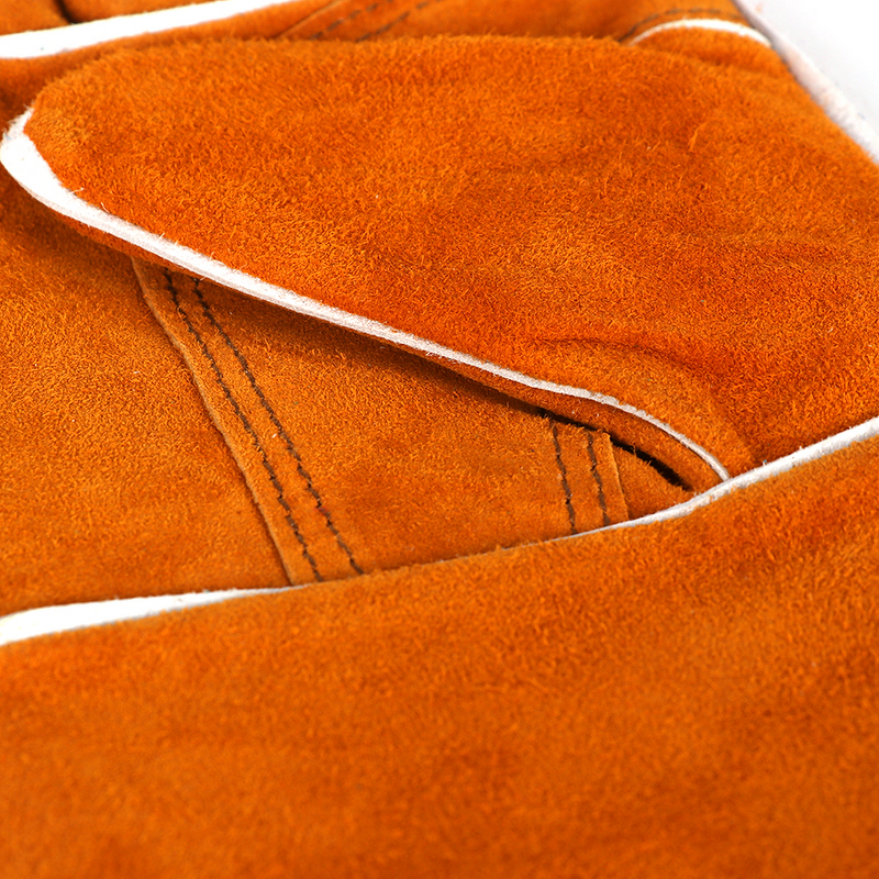 Leather Work Gloves Manufacturer - Long Cuff Durable Abrasion Resistant for Welding Foundry Cow Split Leather Cotton Lining