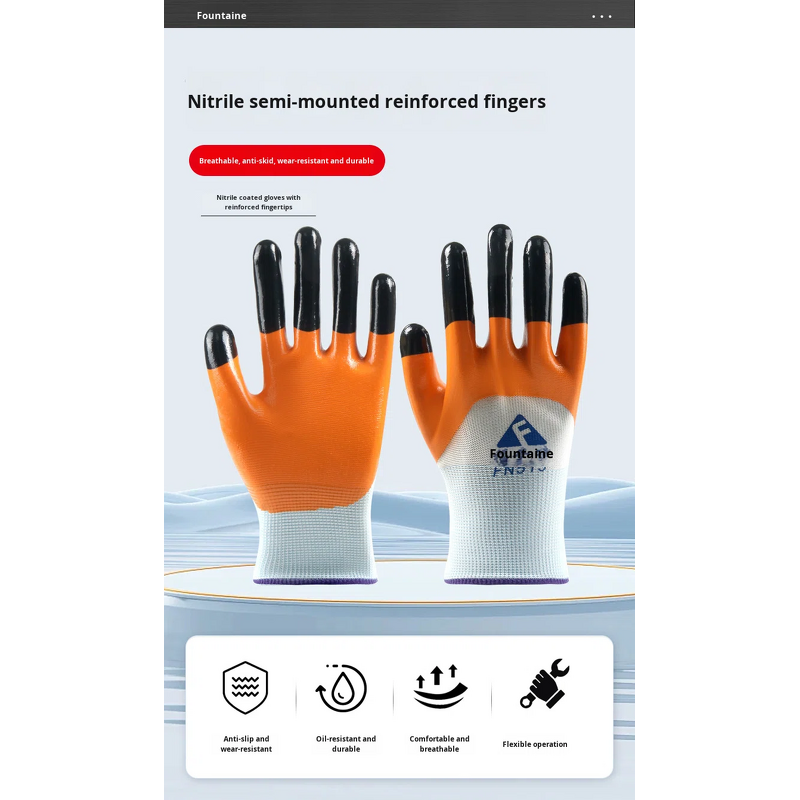 Work Gloves Manufacturer - Wholesale Nitrile Semi-Truck Reinforced Fingers Thickened Oil/Acid/Alkali Resistant