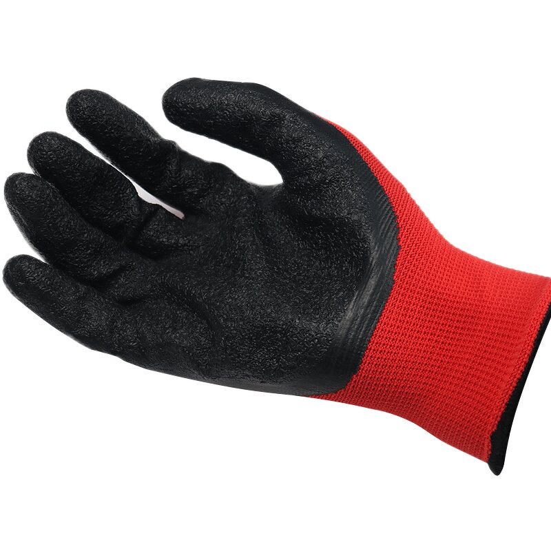 Safety Gloves Manufacturer - Polyester Lined Latex Wrinkle Coating Soft Breathable Non Slip for Men