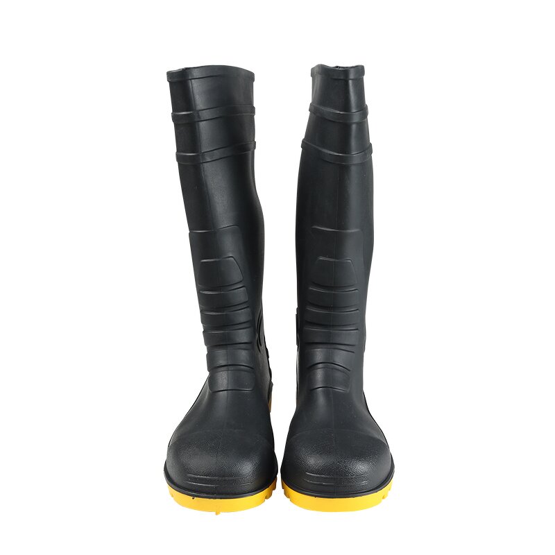 Rain Boots Manufacturer - Black Fabric Neutral Rubber PVC Material Waterproof Insulation Safety