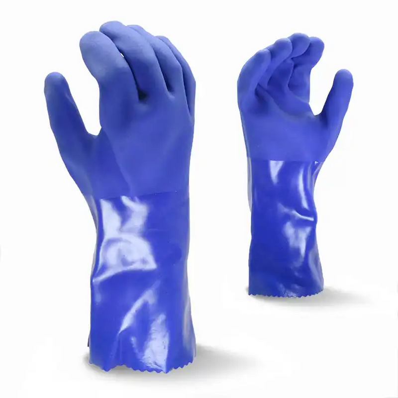 Work Gloves Manufacturer - Chemical Resistant PVC Sandy Finish Grip Palm Non slip