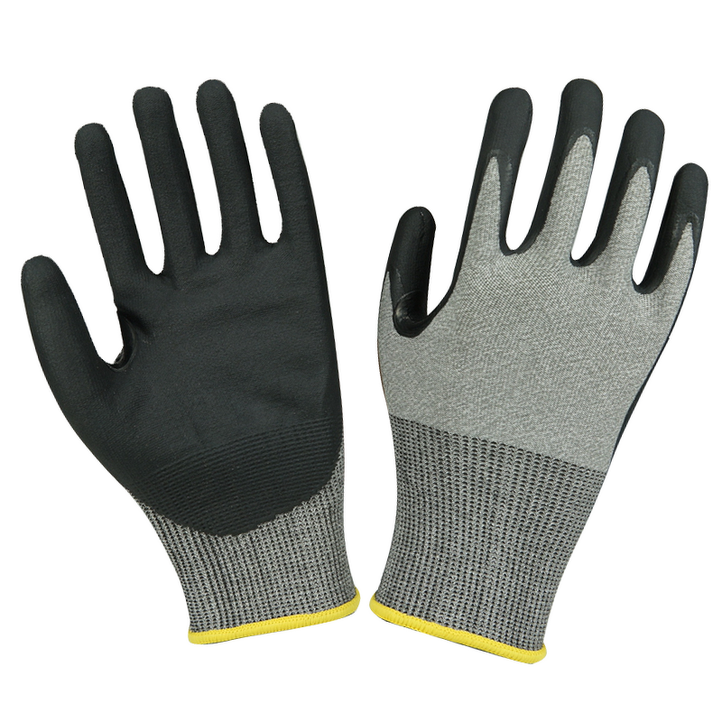 Cut Resistant Gloves Manufacturer - Level 5 HPPE Sandy Nitrile Palm Coating for Enhanced Grip General Purpose