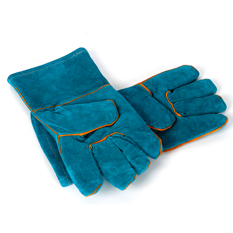 Welding Gloves Manufacturer - Red/Green/Blue/Yellow/Dark Blue Cotton Lined Kevlar Thread Cow Split Leather Heat-Resistant