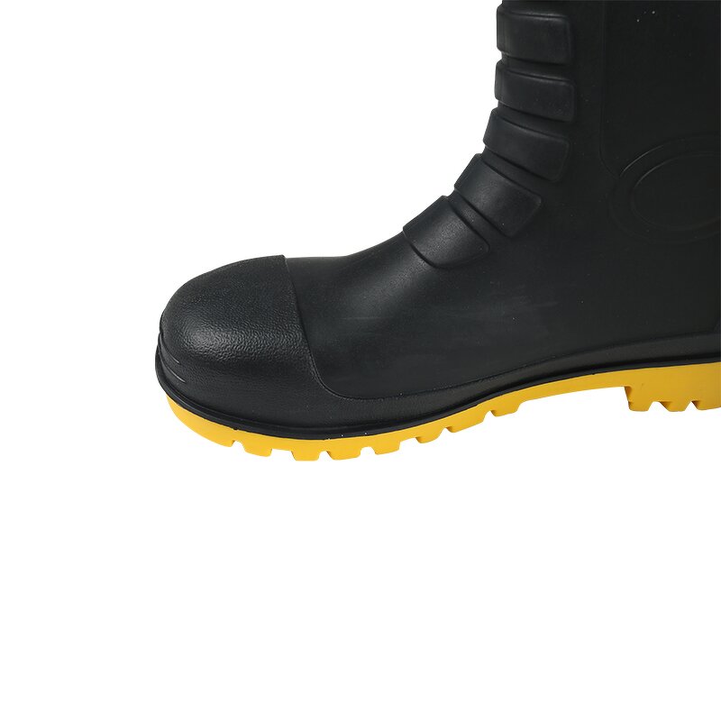 Rain Boots Manufacturer - FURUNDA FRDR006 Black High PVC Yellow Soles Puncture-resistant for Factory Construction