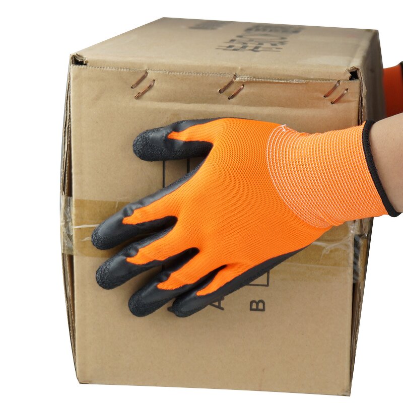 Work Gloves Manufacturer - Latex Coating Anti-slip Industrial 13G Polyester Shell Wrinkle Coated for Men