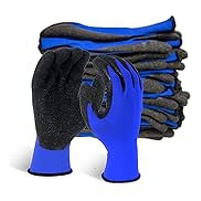 Work Gloves Manufacturer - Men/Women 9/L Green Crinkle Latex Rubber 12Pair Hand Arm Protection Anti-Slip