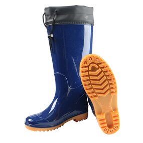Rain Boots Manufacturer - Blue PVC Waterproof Drawstring Closure Puncture-resistant for Work Construction Site