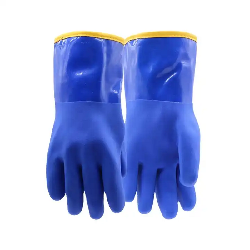 Work Gloves Manufacturer - Blue PVC Warm Plus Cashmere Oil Resistant Industrial