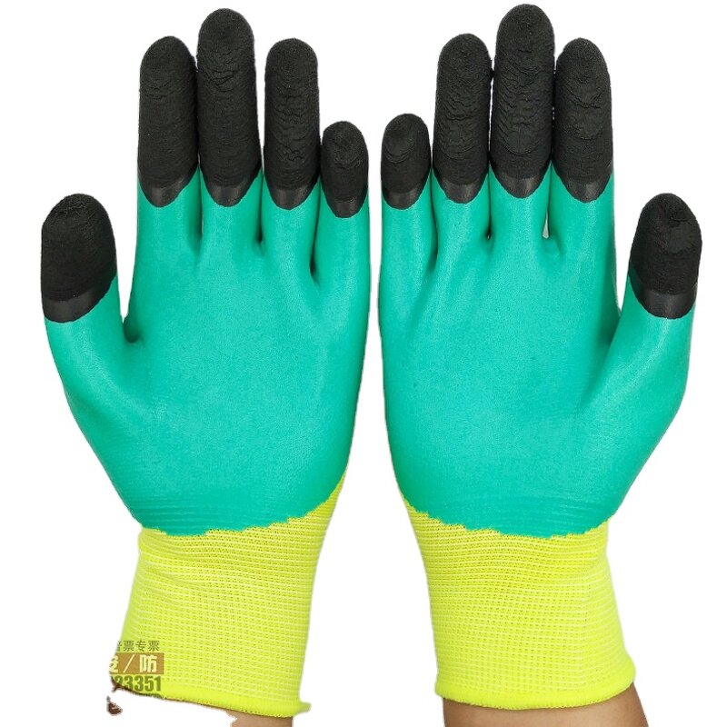 Safety Work Gloves Manufacturer - 13 Gauge Polyester Knitted Foam Latex Coated Fingertips Reinforced