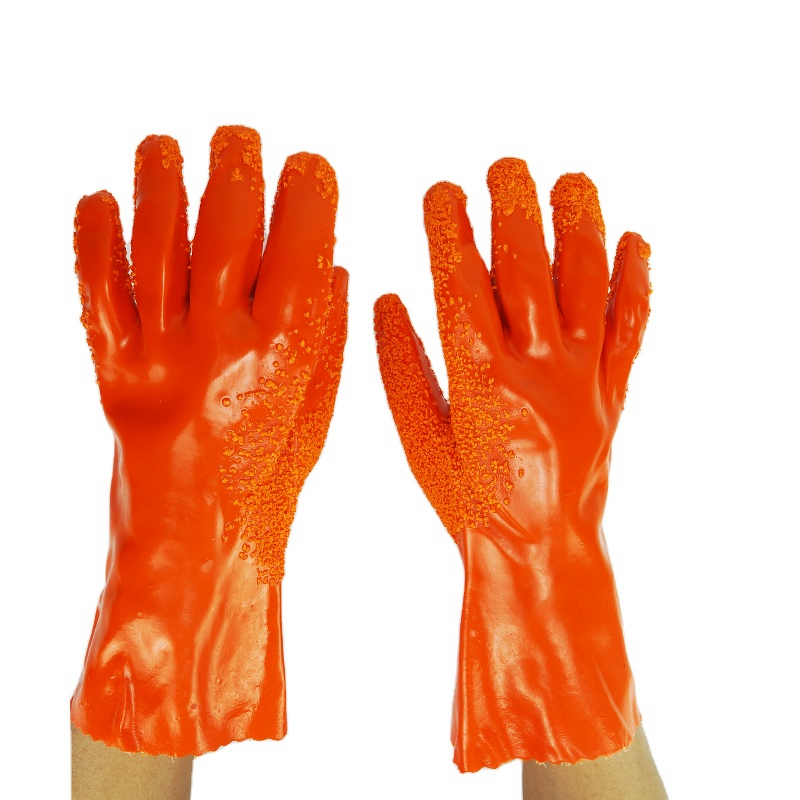 Work Gloves Manufacturer - Orange Nylon Coated Full PVC Waterproof for Construction