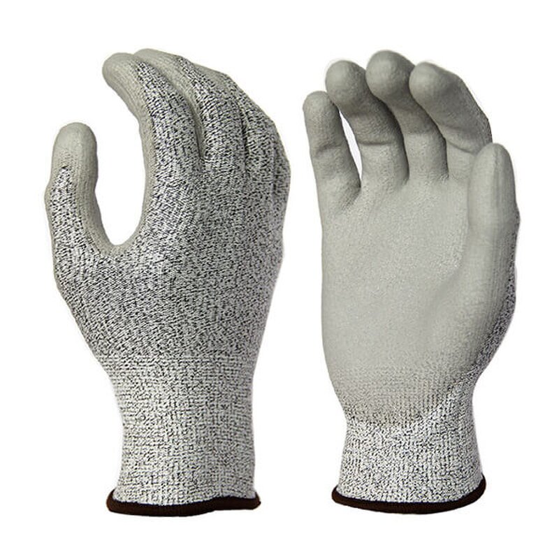 Cut Resistance Gloves Manufacturer - 13 Gauge HPPE Knitted Level 3/5 PU Palm Coated Anti-Slip Elastic Cuff