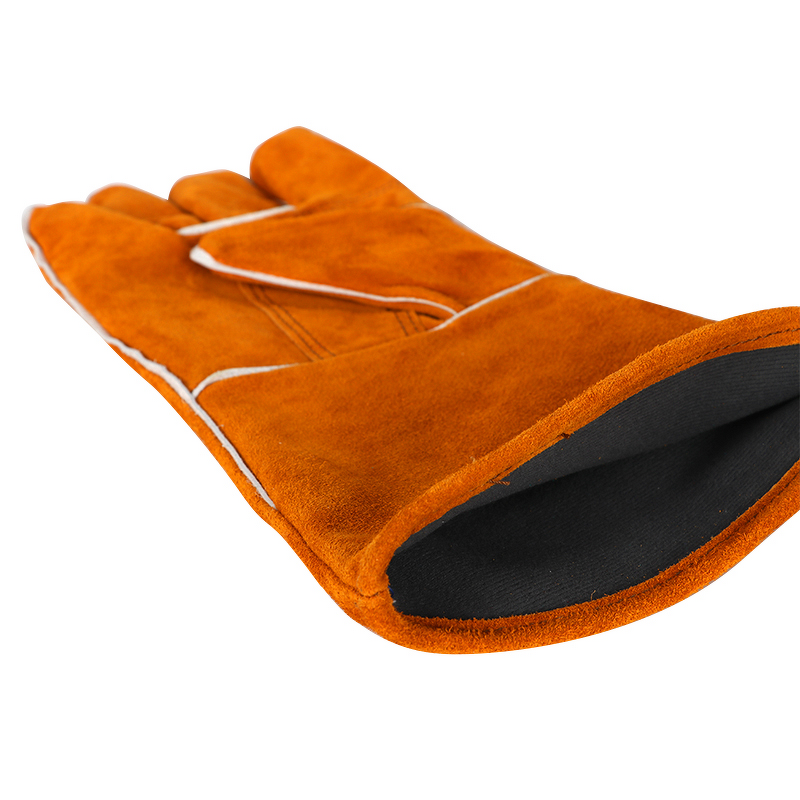 Leather Work Gloves Manufacturer - Long Cuff Durable Abrasion Resistant for Welding Foundry Cow Split Leather Cotton Lining