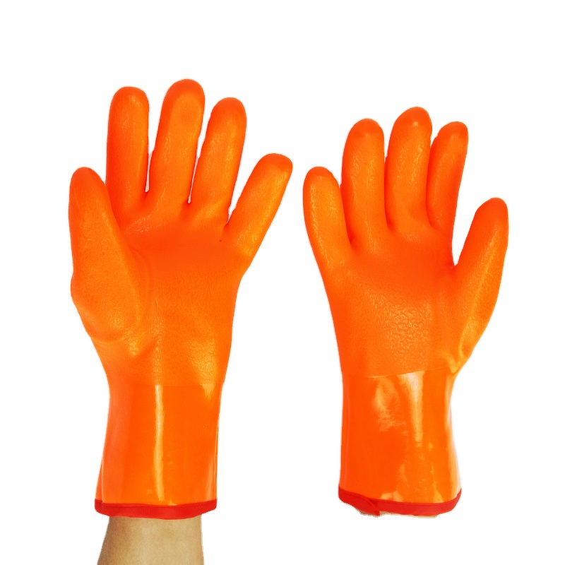 Winter Gloves Manufacturer - Blue PVC Fully Coated Foam Liner Guantlet Cuff Full Arm Protection Chemical Resistant