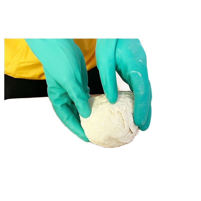 Chemical Resistant Gloves Manufacturer - Reusable Green Nitrile Rubber Latex