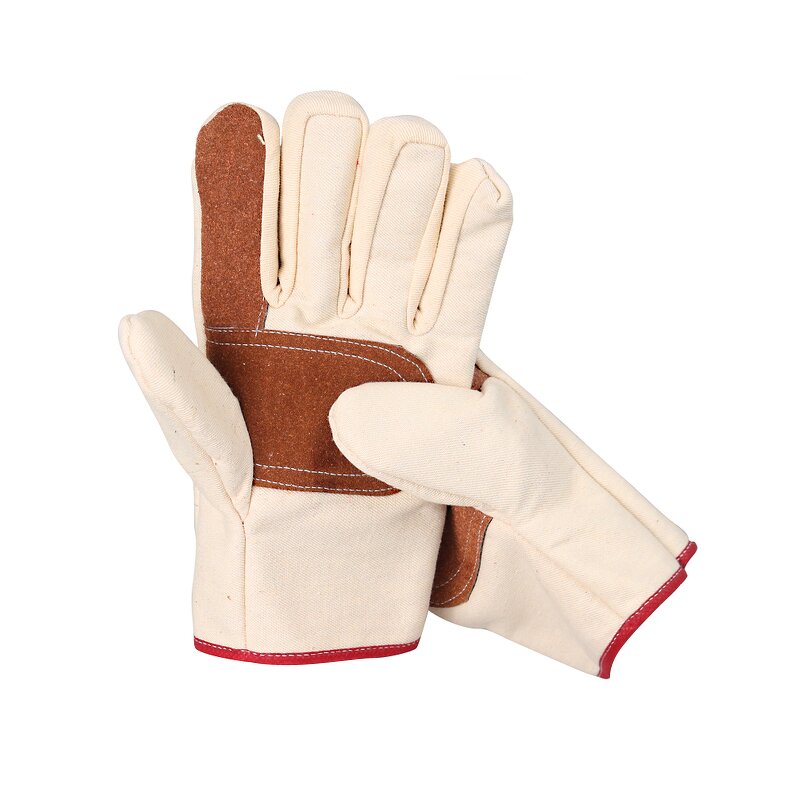 Work Gloves Manufacturer - Men's XL Anti-Slip Twill Canvas Palm Leather Nitrile Rubber Heat Resistant