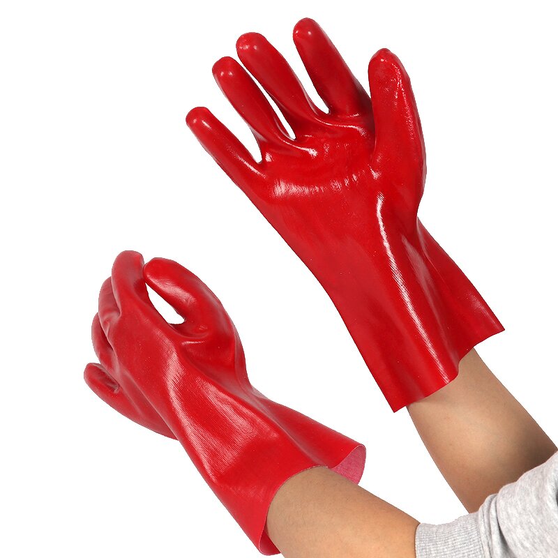 Winter Gloves Manufacturer - Blue PVC Fully Coated Foam Liner Guantlet Cuff Full Arm Protection Chemical Resistant