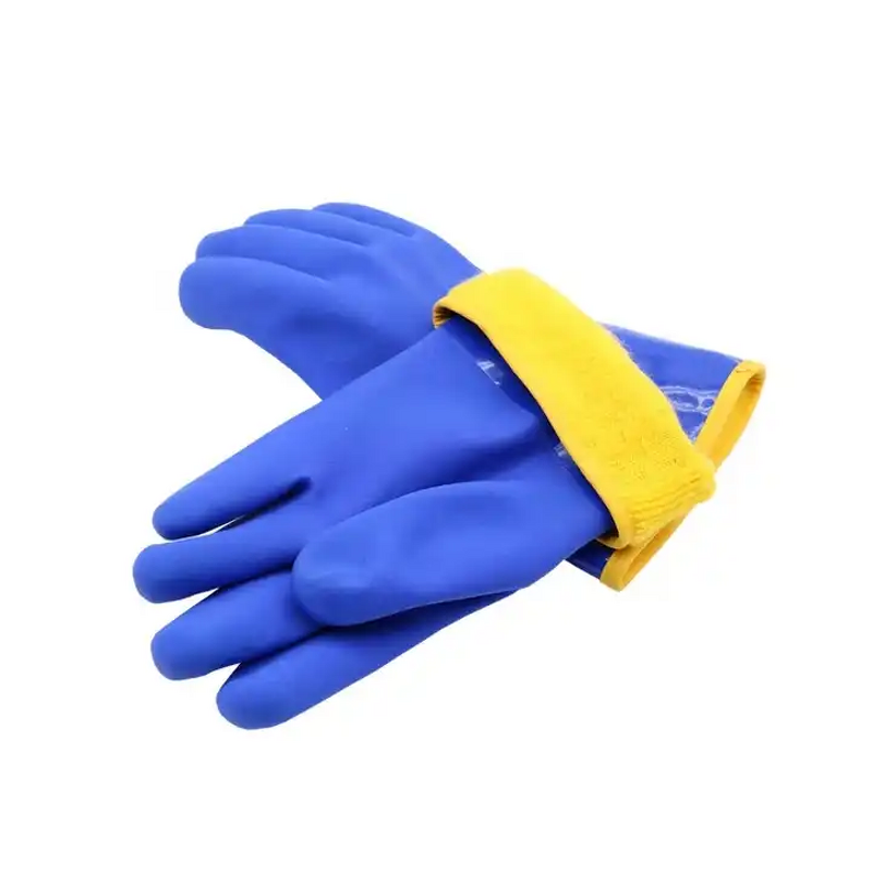 Work Gloves Manufacturer - Blue PVC Warm Plus Cashmere Oil Resistant Industrial