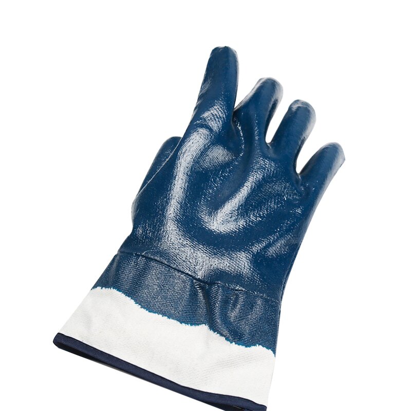 Work Gloves Manufacturer - FURUNDA FRDN1104 Blue Nitrile Fully Coated Heavy Duty Canvas Cuff Smooth Grip