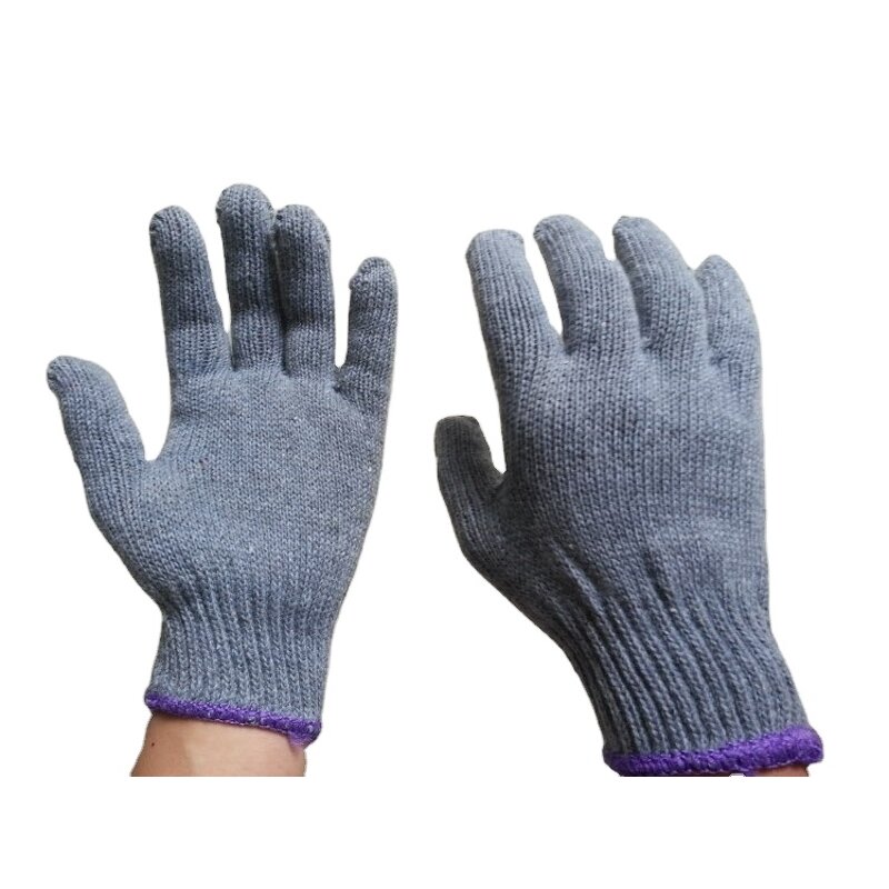 Work Gloves Manufacturer - Factory Price 7/10 Gauge Cotton Knit Gray Elastic Cuffs 23cm for Everyday General-purpose