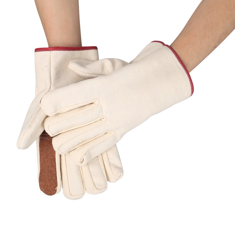 Work Gloves Manufacturer - 4 Leather Palm Canvas Fully Lined Thickened Wear-resistant