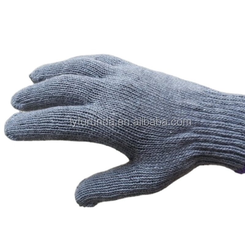 Work Gloves Manufacturer - Factory Price 7/10 Gauge Cotton Knit Gray Elastic Cuffs 23cm for Everyday General-purpose