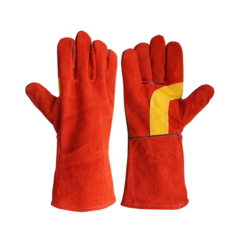 Welding Gloves Manufacturer - 13-16 Inch Cow Split Leather Enhanced Palm Gauntlet Cuff Cotton/Fleece Lined AB/BC Grade
