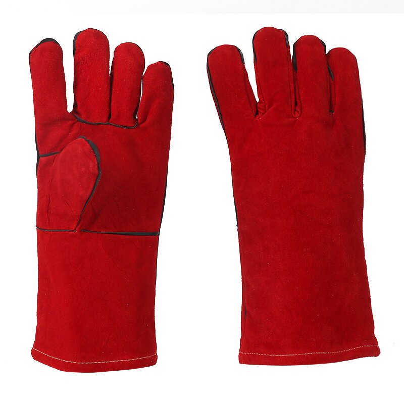 Leather Work Gloves Manufacturer - Long Cuff Durable Abrasion Resistant for Welding Foundry Cow Split Leather Cotton Lining