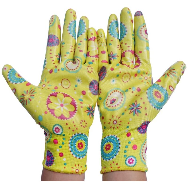 Gardening Gloves Manufacturer - Nitrile-Coated Floral Waterproof Puncture-Resistant Nitrile Rubber Palm Elastic Knitted