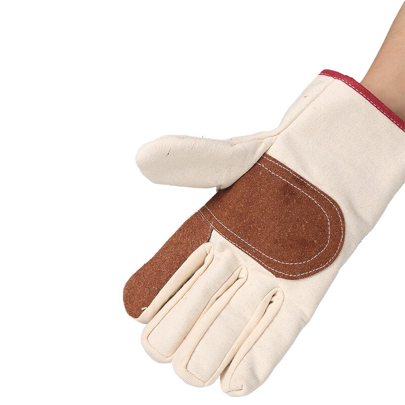 Work Gloves Manufacturer - 4 Leather Palm Canvas Fully Lined Thickened Wear-resistant