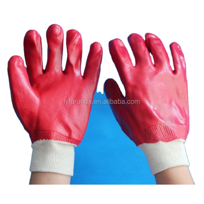 Work Gloves Manufacturer - PVC Fully Coated Tear-Resistant Oil/Acid/Alkali Resistant Single Dip 26cm Interlock Lined