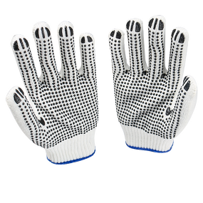 Safety Gloves Manufacturer - Hot Sale Black PVC Dotted with Dotted Line Moisture-Wicking Tear-Resistant for Factory