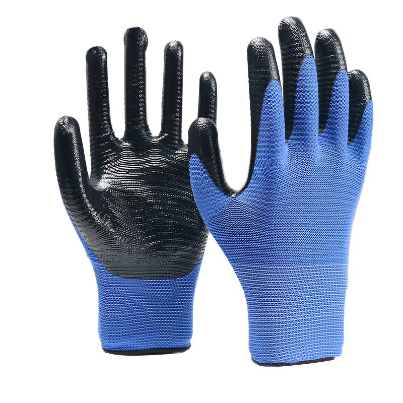 Work Gloves Manufacturer - FURUNDA FFRDN0829 Nitrile Coated U3 Polyester 13 Gauge Elastic Cuff Oil/Acid/Alkali Resistant