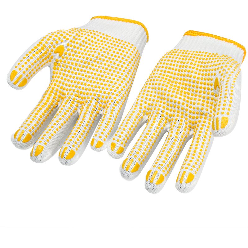 Work Gloves Manufacturer - FURUNDA Yellow Dotted PVC with Elastic Cuff Anti-Slip for Factory Industrial