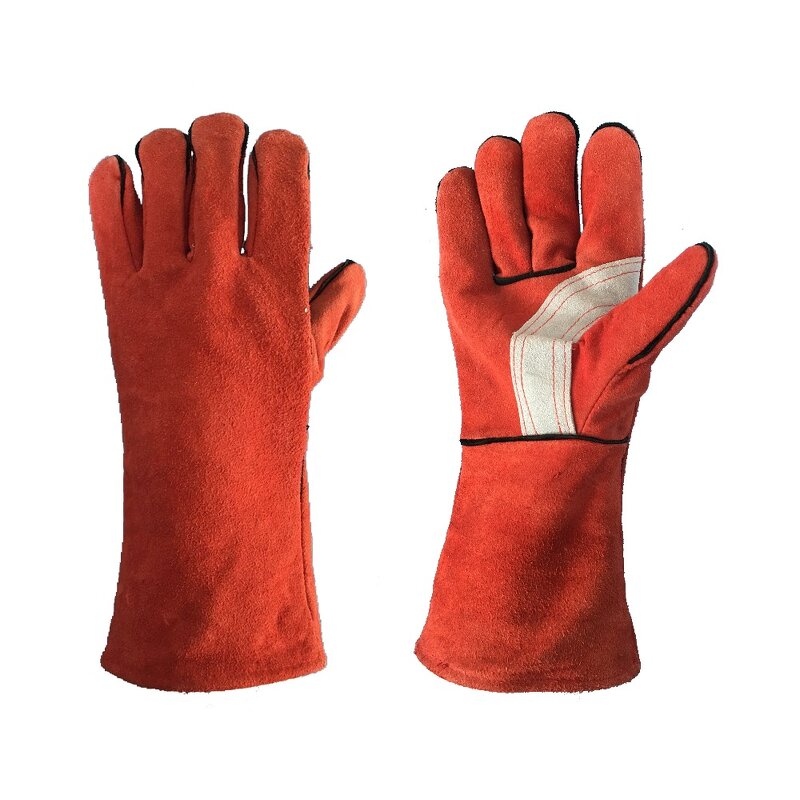 Welding Gloves Manufacturer - 13-16 Inch Cow Split Leather Enhanced Palm Gauntlet Cuff Cotton/Fleece Lined AB/BC Grade