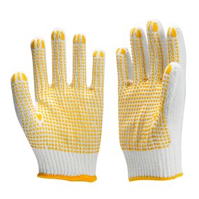 Work Gloves Manufacturer - Hot Sale FURUNDA Cotton/PVC Dotted Yellow Anti-Slip & Tear-Resistant for Factory