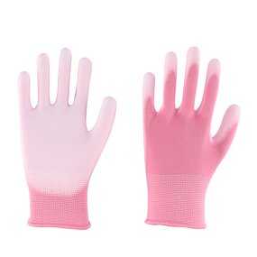 Work Gloves Manufacturer - 13 Gauge Pink PU Palm Coated EN388 Certified with Enhanced Grip